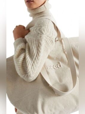 NWT Seed Heritage Natural Cream Canvas Tote Overnight Bag